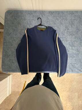 Horny Toad Vintage 100% Merino Wool Crewneck Sweater Blue Size XL